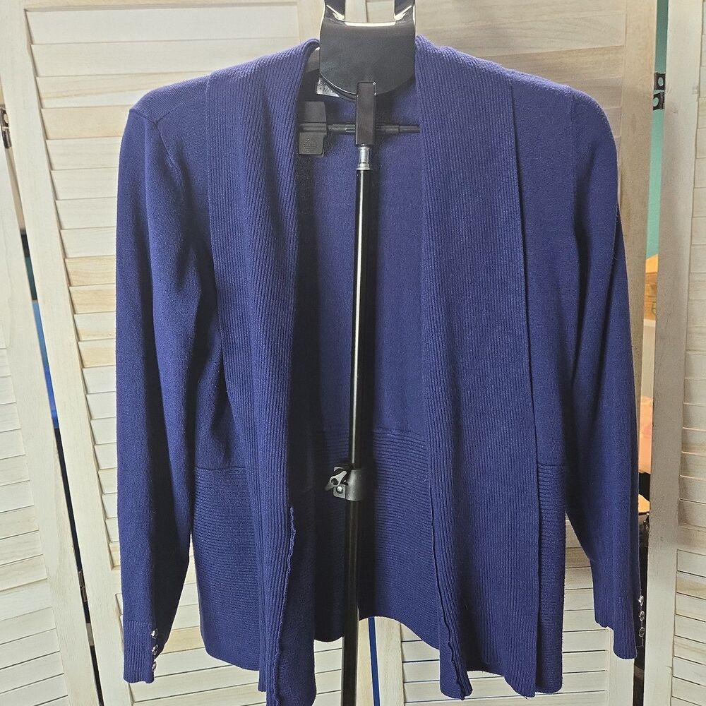 89th + Madison Cardigan Navy Blue Open Front Sweater PXL Dark Academia Casual